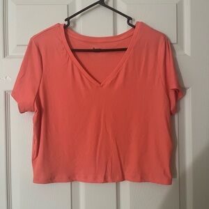 No Boundaries Vibrant Coral V-Neck Crop Top